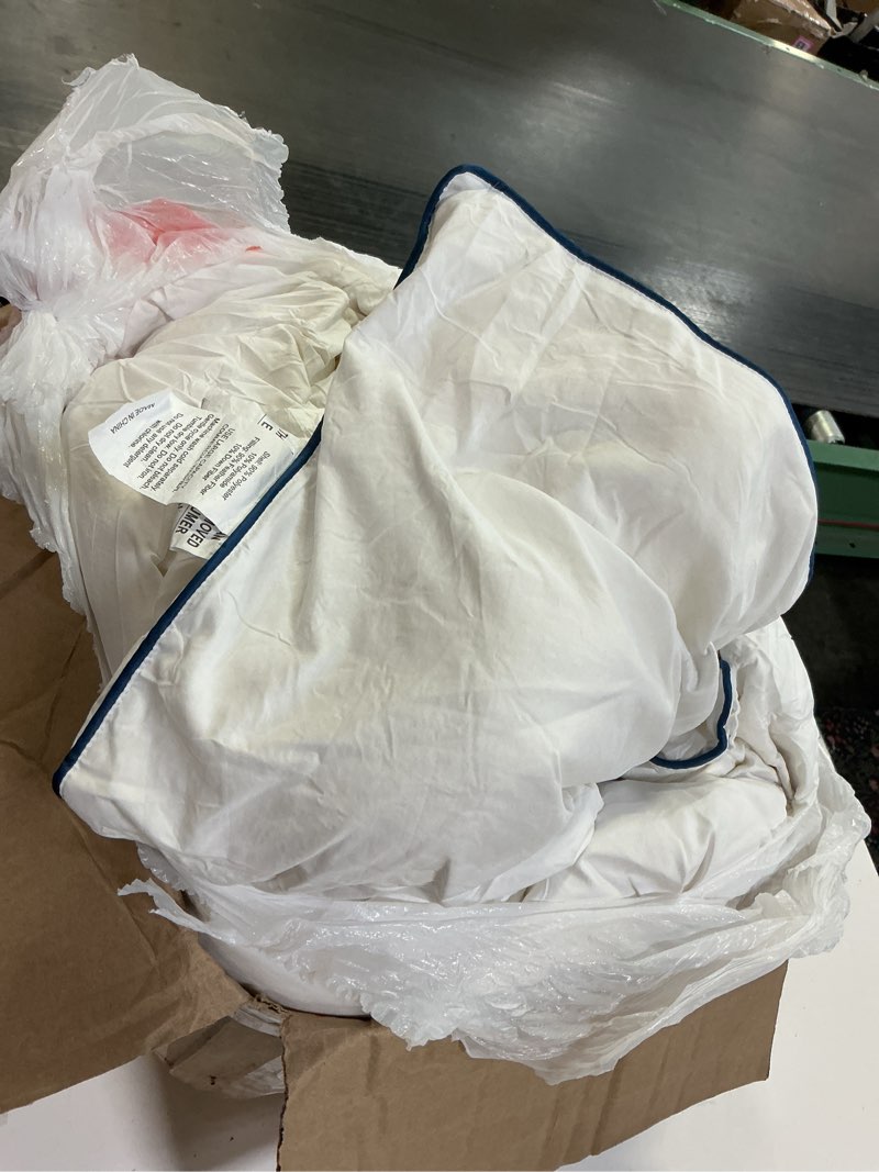 Condition photo showing As Is for White Down Alternative Comforter Soft, Fluffy, and Cozy All Season Bedding, Machine Washable, Hypoallergenic Duvet Insert Oeko-TEX Certified (King, 106 x 90 inches) Polyester - Down Alternative King