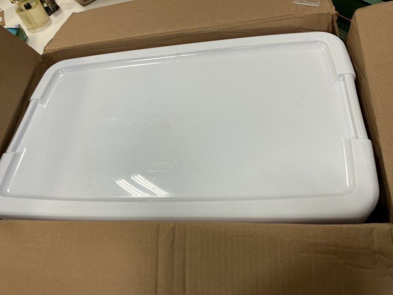 Condition photo showing Good Condition for Sterilite 4 Pack Ultra Latching Box, Storage Bins with Lids, Clear Plastic, 70 Quart - Heavy-Duty Organizing Containers for Closet, Bathroom, and Office 70 Quart 4-Pack