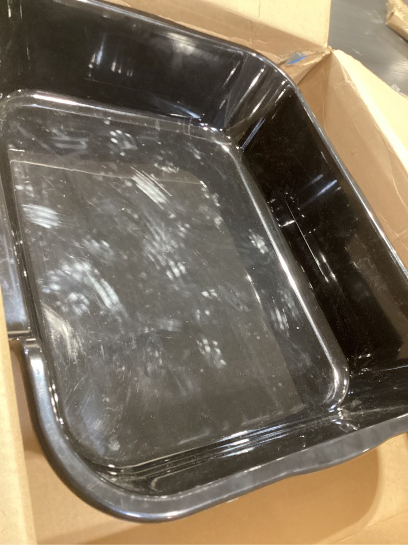 Condition photo showing Good Condition for blaucasa 1 pack extra large dog litter box pan tray (abs material), low entry jumbo senior litter boxes for multiple kitten big cats, pet safe indoor dog potty (black, 24" l x 20" w) large (pack of 1) black