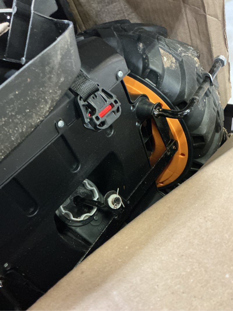 Condition photo showing As Is for 3 in 1 kids 24v ride on tractor, excavator & bulldozer, electric vehicle w/trailer, digger, shovel bucket, remote control, eva tires, led lights, music & usb, battery powered ride on car toy, orange