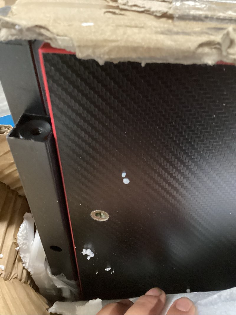 bestier gaming desk with led lights, 44 inch pc gamer desk for small spaces, computer desk with reversible storage shelves & side storage bag (black 3d carbon fiber)