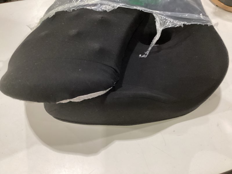 Condition photo showing As Is for lexeme x large memory foam seat cushion lumbar support pillow for sciatica & tailbone pressure relief coccyx pad for office chair, car,wheelchair,home,office black