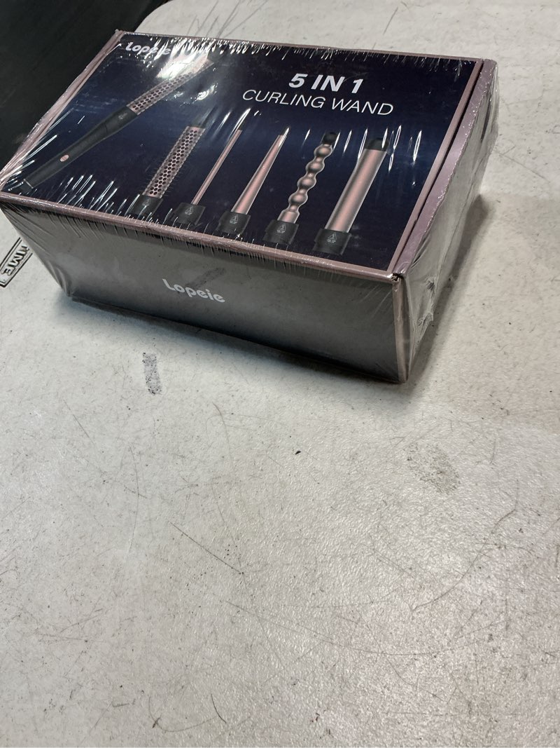 Condition photo showing New/Like New for lopeie 5 in 1 wand curling iron set, hair styling tools with thermal brush and 4 interchangeable ceramic barrels from 1/2 to 1 1/2 inch, fast heating, dual voltage hair curler, gifts for women curling wand (1/2"-1 1/2") rose gold