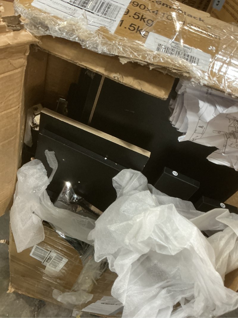 Condition photo showing As Is for clikuutory modern lighting 63 inch tv stand with large storage drawer for 50 55 60 65 70 75 inch tvs, tv console with 20 color led lights, entertainment center media and open shelf for bedroom, black 63”w×14”d×18”h black
