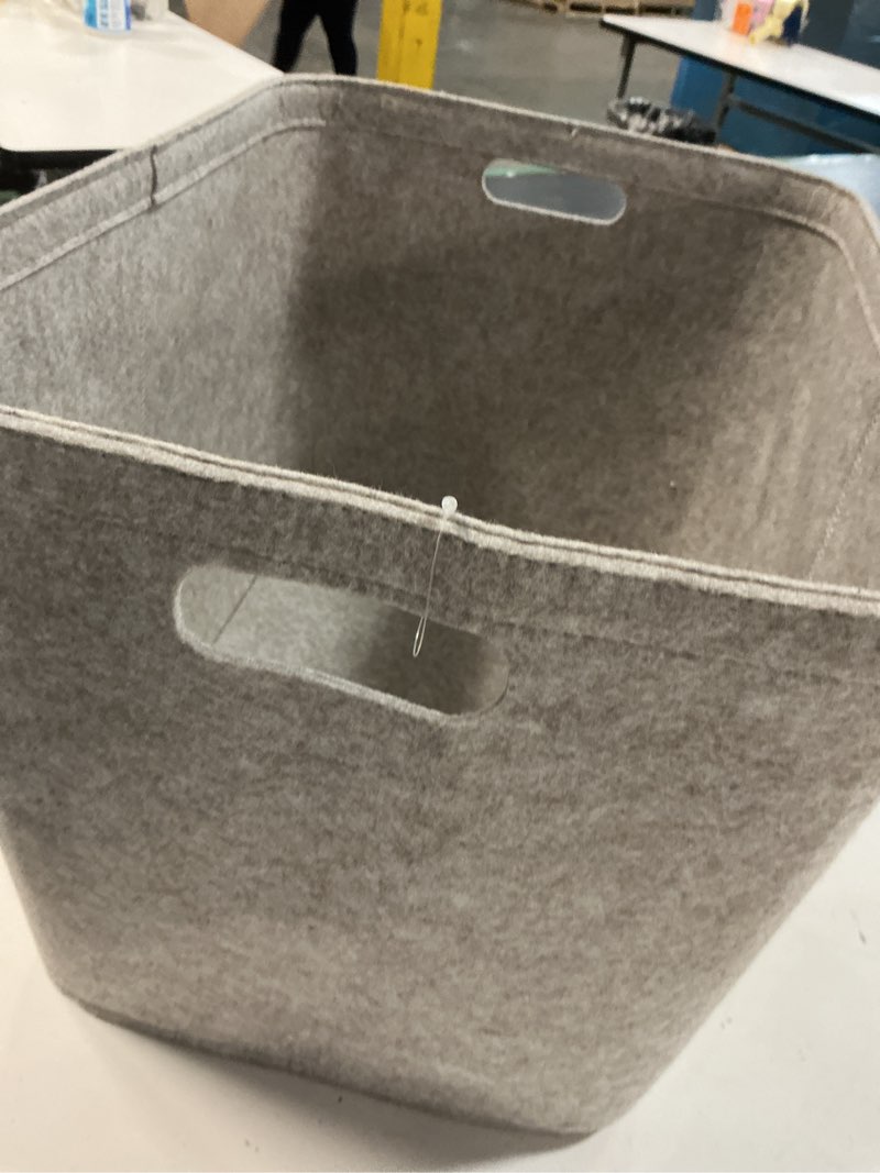 Condition photo showing As Is for parker baby felt foldable storage cube - 13 inch nursery cubby bin for cube organizer, closet organizers and storage toy bin, rope baskets bins for toy’s storage - gray