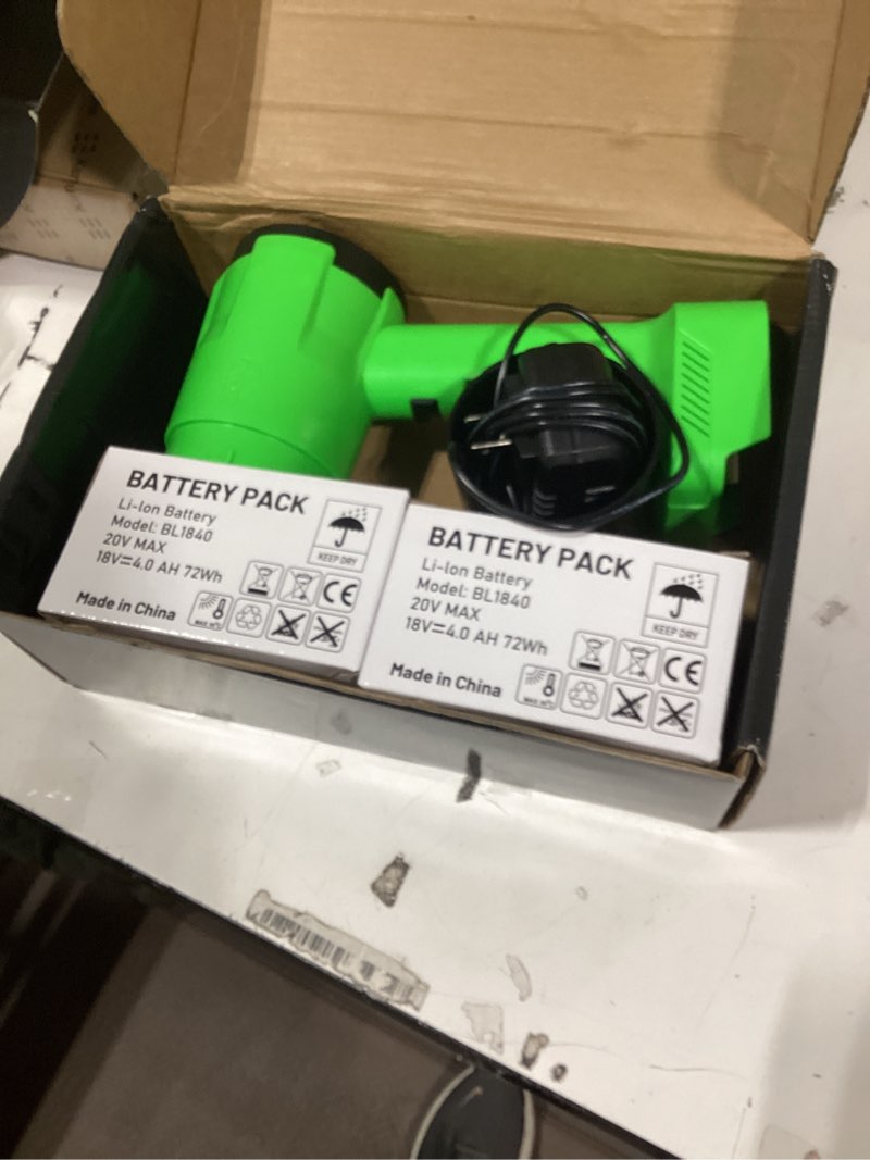 Condition photo showing Good Condition for Leaf Blower Cordless, Handheld Leaf Blower with 2 Battery and Charger, 6 Speed Modes, Lightweight Blower for Patio, Lawn, Yard, Dust, Blowing Leaves Green