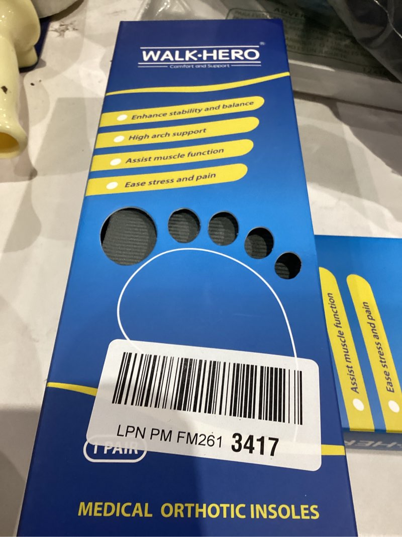 Condition photo showing New/Like New for Plantar Fasciitis Feet Insoles Arch Supports Orthotics Inserts Relieve Flat Feet, High Arch (Mens 10-10 1/2 | Womens 12-12 1/2) Gray Mens 10 - 10 1/2 | Womens 12 - 12 1/2