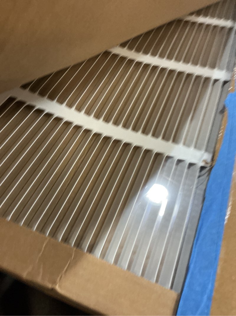 Condition photo showing New/Like New for Fits 24x20 Duct Opening Stamped Steel Return Air Grille Vent Cover Grille for Sidewall and Ceiling in White Surface Dimensions: 25.75"W X 21.75"H (24" W x 20" H Duct Opening)