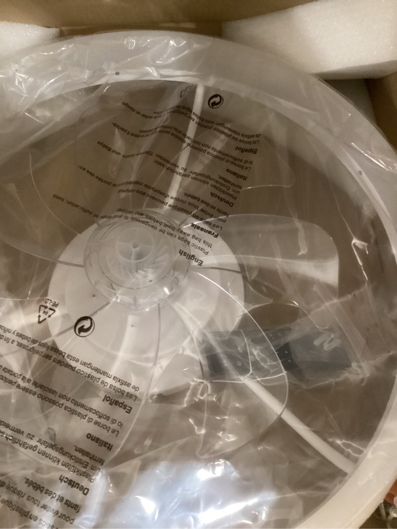 Condition photo showing New/Like New for Ceiling Fans with Lights and Remote,19.7" Flush Mount Ceiling Fan with Lights,3000-6500K Dimmable and 6 Wind Speeds,Low Profile Ceiling Fan with Light for Bedroom, Kids Room.?White?