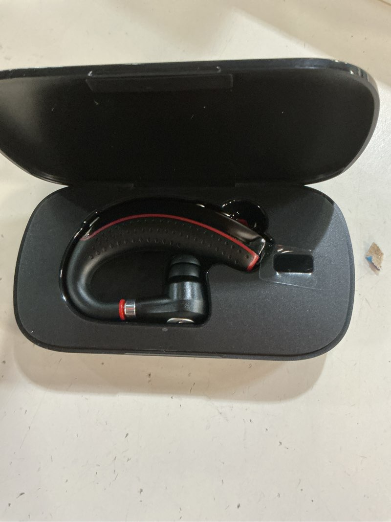 Condition photo showing New/Like New for bluetooth headset v5.3, wireless bluetooth earpiece with 500mah charging case 72 hours talking time built-in microphone for ios android cell phone, hand-free headphones for trucker, office red