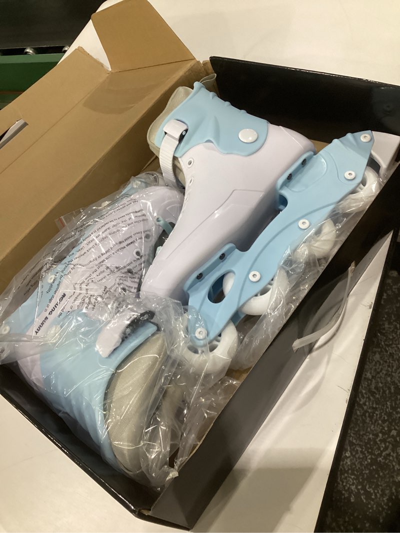 Condition photo showing Good Condition for inline skates for women girls - adult inline skates for outdoor and indoor, with durable outer shell and ankle support, abec-7 bearings, solid and comfortable blue / white us women 8