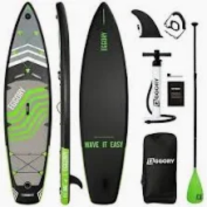 Inflatable Paddle Board,Stand Up Paddle Board Set, Extra Wide SUP Board with Removable Fin, Floating Paddle, Hand Pump, Waterproof Phone Pouch,Traveling Board TT green