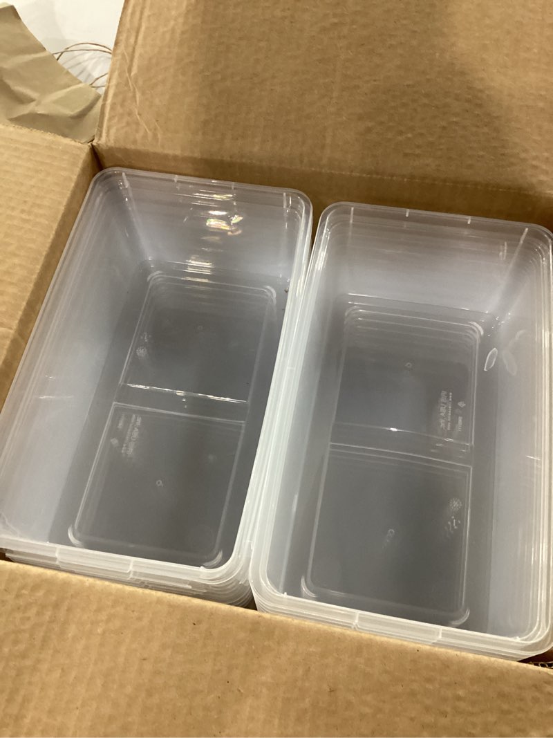 Condition photo showing Good Condition for iris usa 20-pack storage bins with lids, 6 quart, shoe boxes clear stackable containers organize shoes closet shelves, classroom organization teacher tools, game storage - bpa-free plastic 6 qt 20 pack