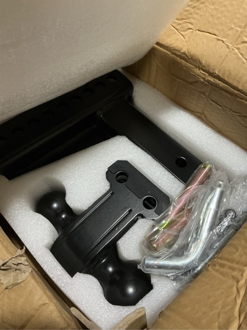 Condition photo showing Good Condition for 2.5 inch adjustable trailer hitch 2-1/2 receiver drop hitch fits 2.5" receiver 6" rise/drop, 2'' & 2-5/16'' ball 25000 lbs heavy duty for rvs, campers, boat trailer 6 inch