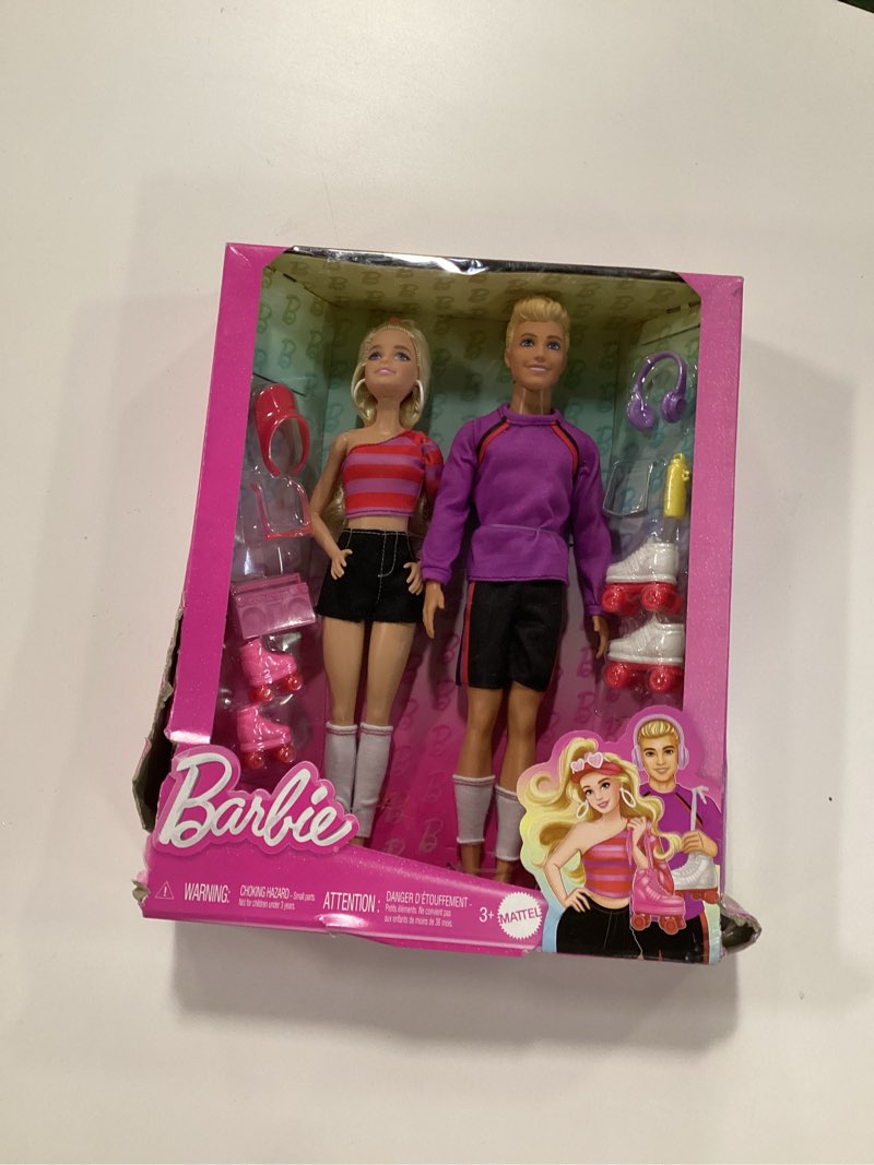 Condition photo showing New/Like New for Barbie Fashionistas Set with 2 Fashion Dolls & 6 Accessories, Ken Roller-Skating Fashion Dolls, 65th Anniversary Collectible