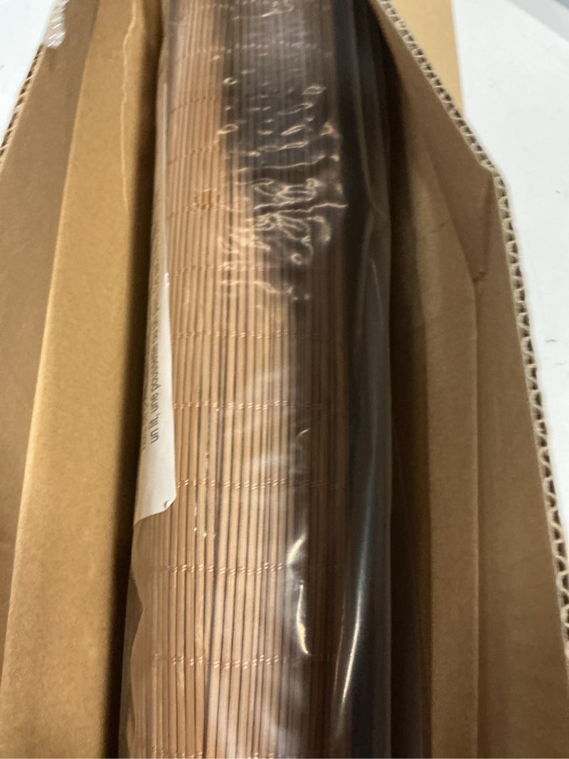 Condition photo showing New/Like New for lazblinds cordless bamboo roman shades, light filtering window treatment, roll up bamboo blinds for windows, 27'' w x 60'' h light filtering - carbonized 27'' w x 60'' h