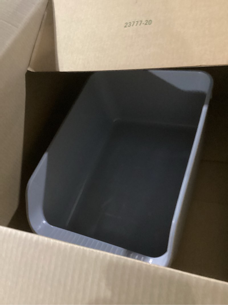 Condition photo showing As Is for large cat litter box with high sides,cat boxes for indoor cats,cat litter pan for kitty,litter box with low entry,anti-splashing,easy to clean (grey)