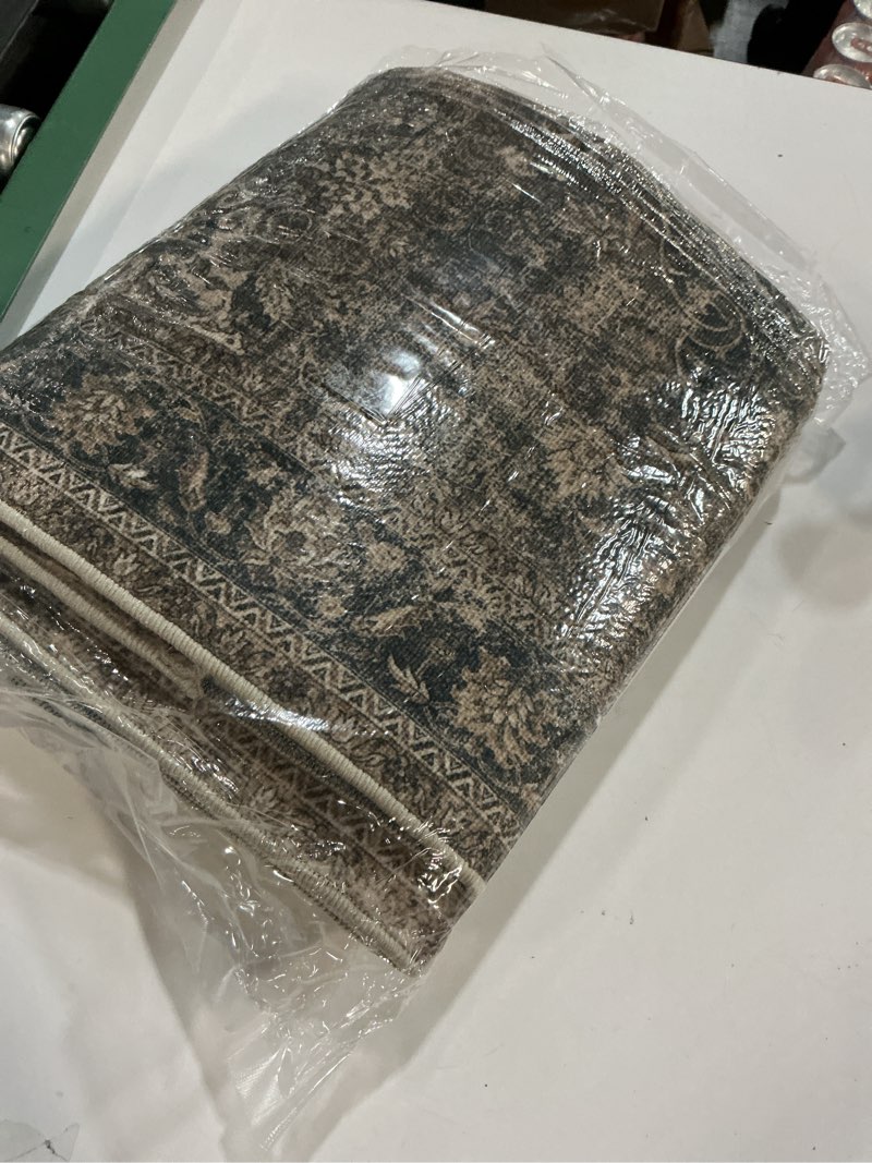 Condition photo showing New/Like New for Uphome Bathroom Runner Rug, Distressed Farmhouse Boho Khaki Bath Mat, Non Slip Washable Long Bath Rugs, Vintage Traditonal Soft Velvet Bathroom Runner for Bathtub Sink Shower, 18x47 inch Khaki/Red Brown 18 x 47 inch (Rectangular)