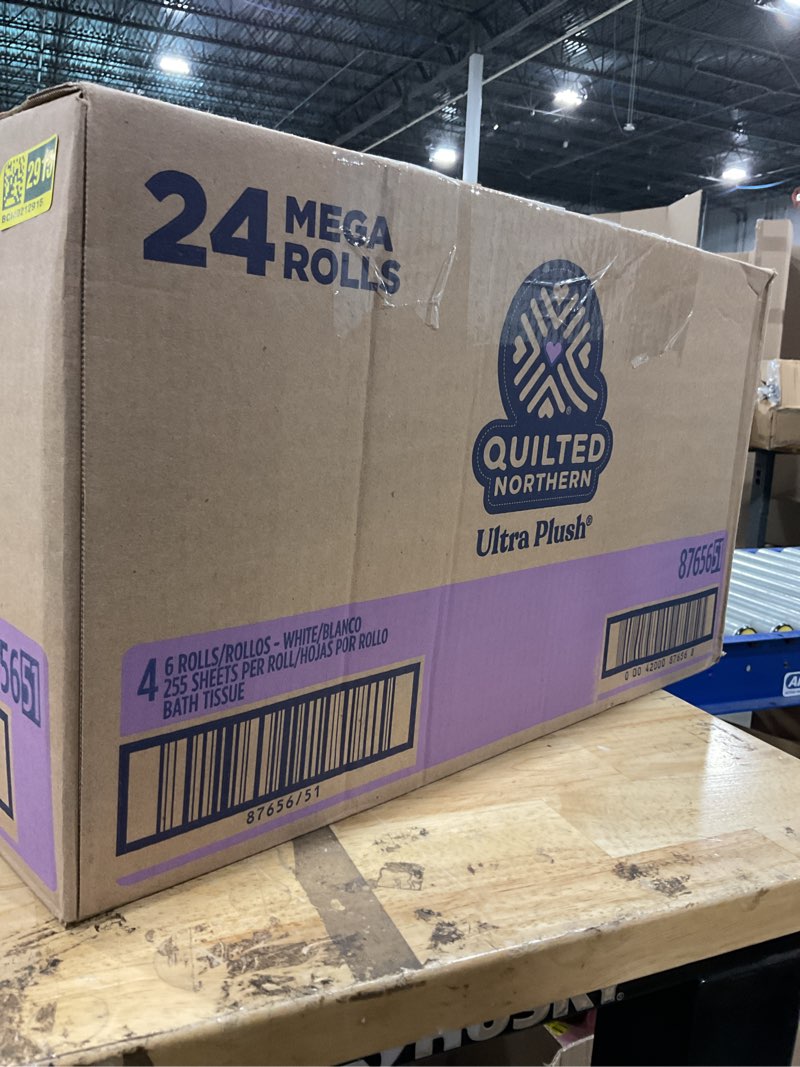 Condition photo showing Good Condition for quilted northern ultra plush toilet paper, 24 mega rolls = 96 regular rolls, 3x thicker*, 3 ply soft toilet tissue