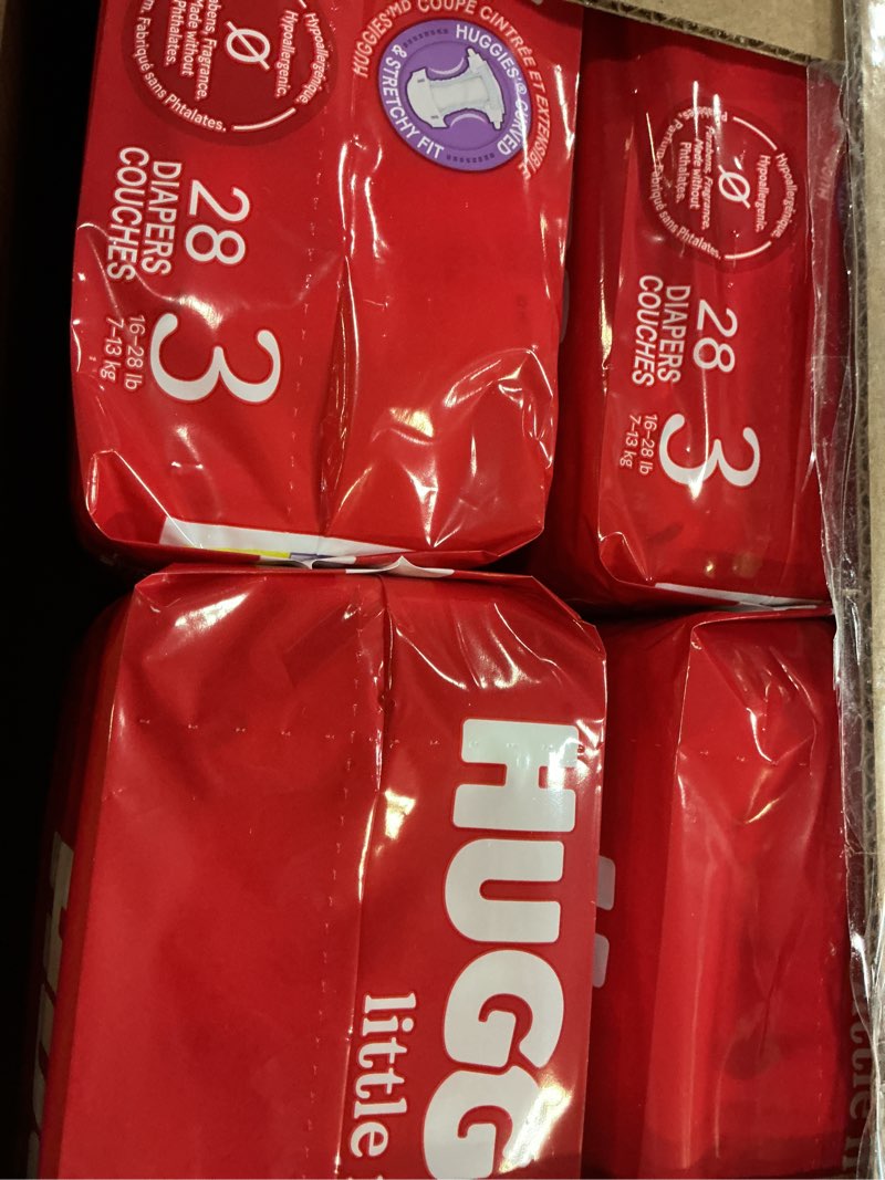 Condition photo showing New/Like New for Huggies Size 3 Diapers, Little Movers Baby Diapers, Size 3 (16-28 lbs), 168 Count (6 Packs of 28), Packaging May Vary Size 3 168