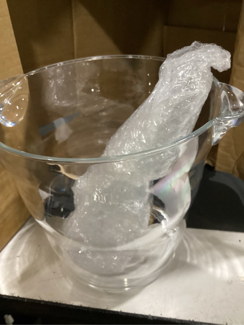 Condition photo showing As Is for meekoo 6 pcs 4 quart acrylic ice bucket with 2 pcs 6 ounce scoop plastic champagne bucket thick clear wine container drink cooler cocktails wine chiller beer ice tub for bar party bbq banquet