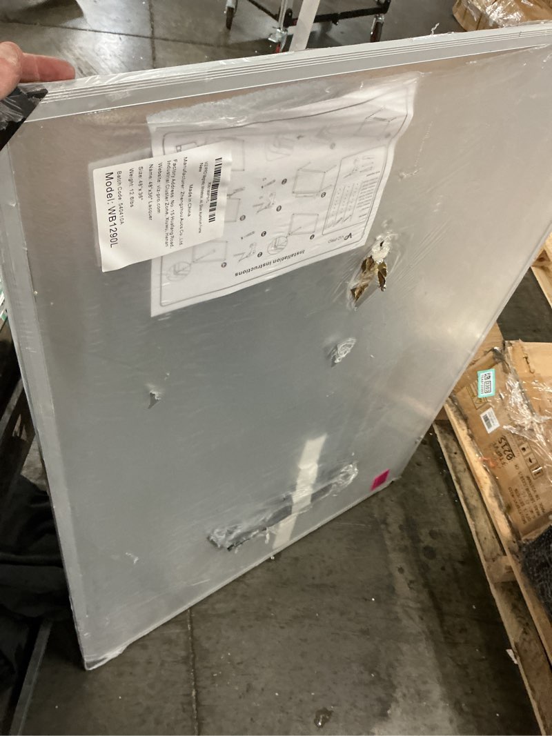 Condition photo showing As Is for VIZ-PRO Magnetic Whiteboard/Dry Erase Board, 48 X 36 Inches, Silver Aluminium Frame