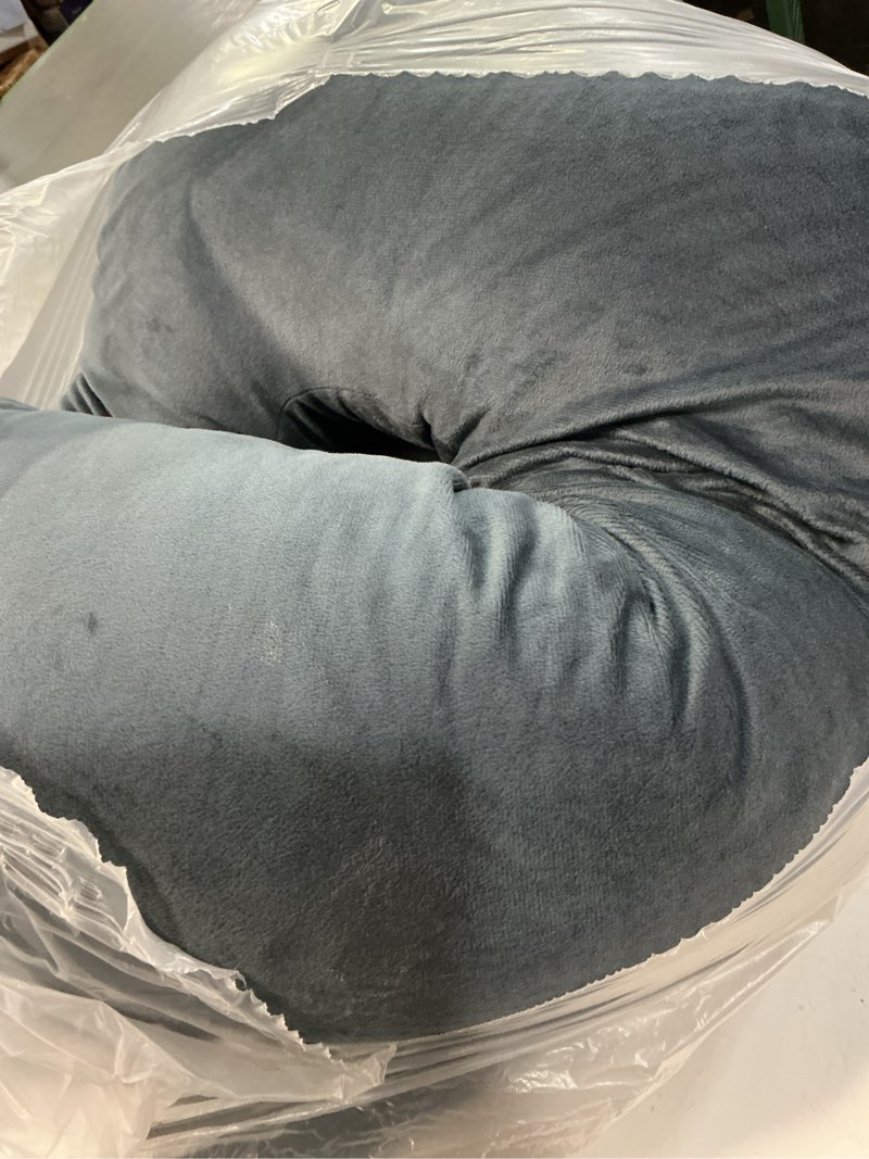 Condition photo showing As Is for Pregnancy Pillow, Full Body 57 Inch Maternity Pillow with Removable Washable Cover - Sleep Support for Legs, Back, Neck, Shoulder, HIPS, Belly for Pregnent Women, Black Grey Velvet Cover Black-grey Velvet