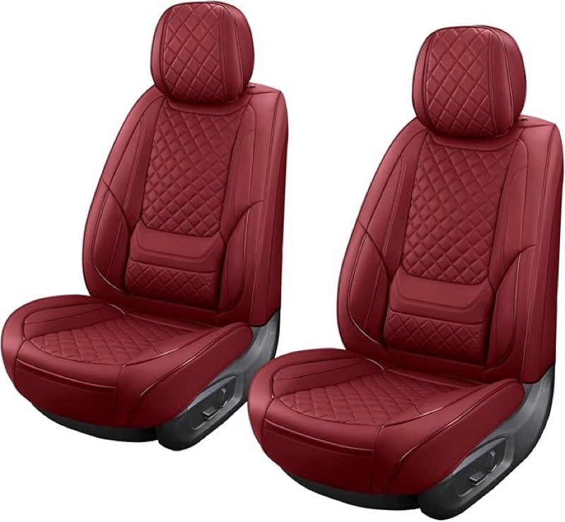 Front Seat Covers for Cars Breathable Leather Seat Covers Waterproof Seat Protectors Universal Fit for Most Automotive Cars SUV Trucks Van (Red, Front Pair)