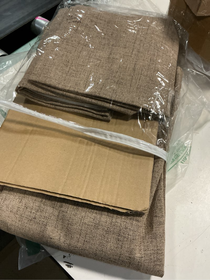 Condition photo showing Good Condition for rain city linen brown walnut room darkening curtains,w50 x l90, 2 panels | back tab with hooks,linen burlap thermal insulated noise reducing window curtain panels for bedroom living room