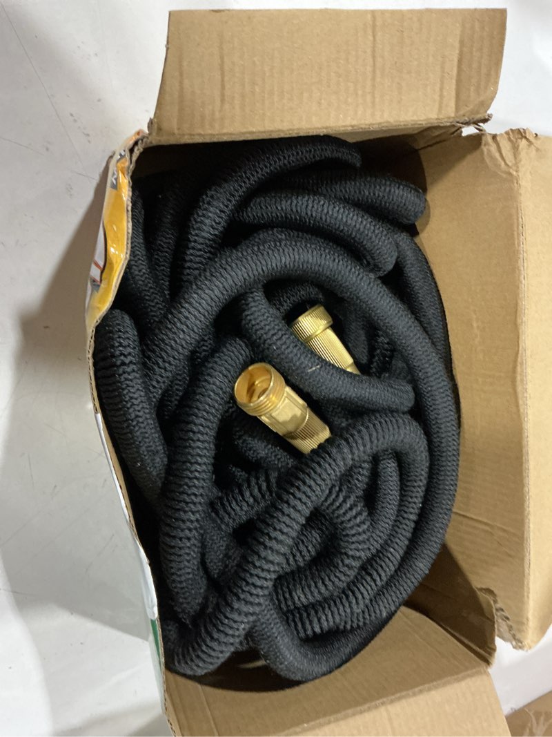 Condition photo showing Good Condition for flexi hose expandable garden hose with 8 function nozzle, 75ft - lightweight retractable garden hose, water hose - no-kink flexibility, 3/4 inch solid brass fittings and double latex core 75ft black