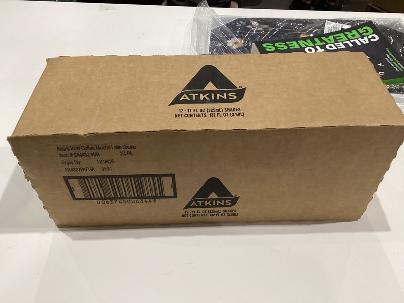 Condition photo showing New/Like New for Atkins Mocha Latte Iced Coffee Flavored Protein Shake, High Protein, Low Glycemic, Low Carb and Low Sugar Shakes, Keto-Friendly, 12 Pack Mocha 11 Fl Oz (Pack of 12)