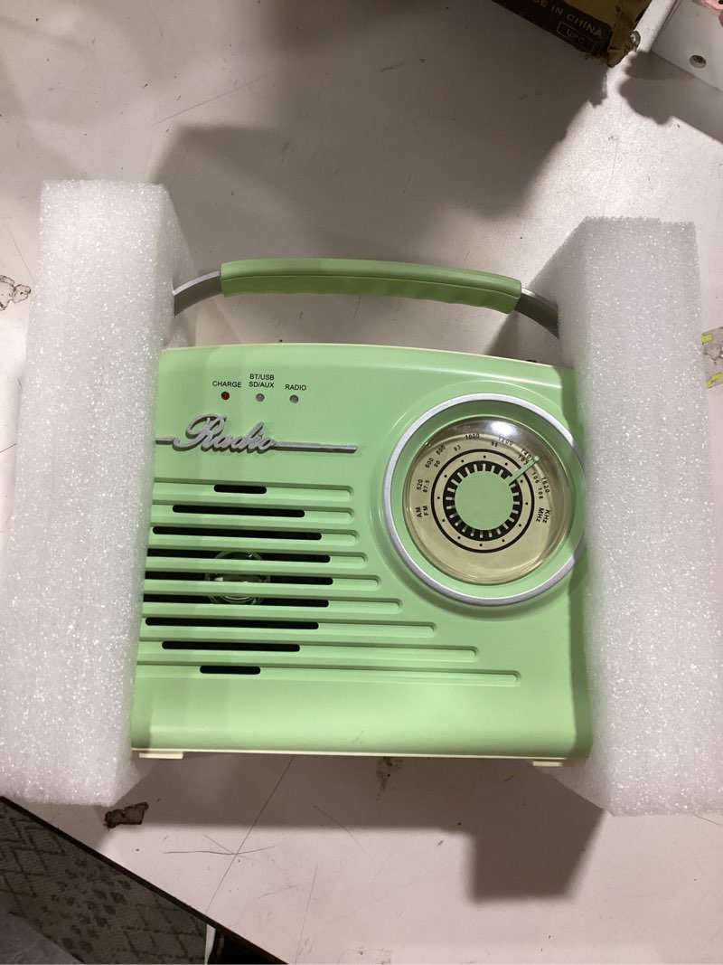 Condition photo showing New/Like New for Radios Portable AM FM, Battery Powered and Plug in Wall for Home/Outdoor/Kitchen, Vintage Retro Radio with Bluetooth, Large Dial Easy to Use (Beige)