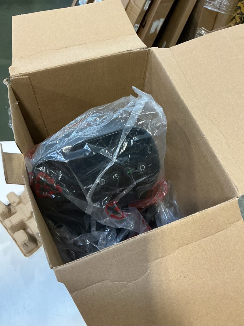 Condition photo showing As Is for DeLonghi 1500w Ceramic Digital Tower Heater made with recycled materials and packaging, remote, ECO, oscillation