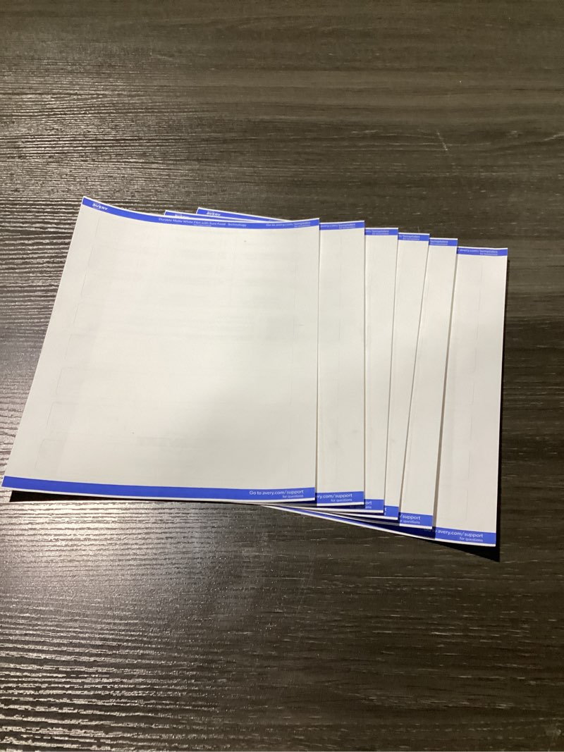 Condition photo showing As Is for avery printable durable white rectangle labels, sure feed technology, 1\" x 7\", print-to-the-edge, waterproof labels, laser & pigment-based inkjet compatible