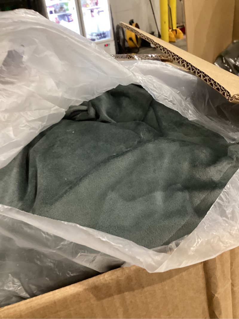 Condition photo showing As Is for Giant Bean Bag Chair with Armrests - Oversized Cozy Seating for Adults, Corduroy Fabric & High-Resilience Foam Filling, Ideal Lounge for Living Room, Bedroom & Gaming Room (Grey)