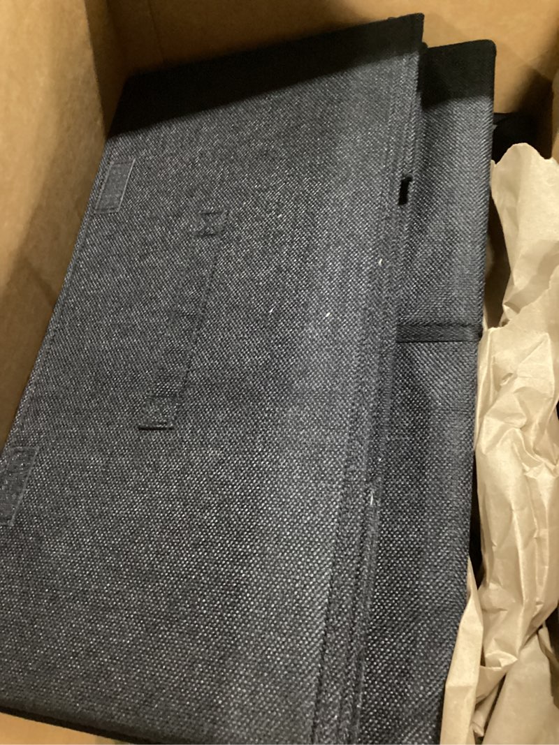 Condition photo showing New/Like New for 2 Pack Large Linen Fabric Collapsible Storage Bins with Lid and Handles, Washable Storage Box Baskets Cube with Removable Divider for Bedroom,Closet,Office,Living Room,Nursery (Black, Large) Black Large