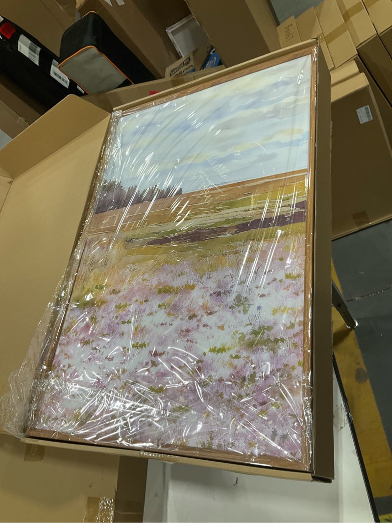 Condition photo showing New/Like New for houria spring watercolor pink floral coastal landscape framed canvas wall art set,nature inspired wildflower & meadow cottage field wall decor,modern seaside beach artwork for living room,farmhouse-16"x24"x3 pink field wall art 16"l x 24"w