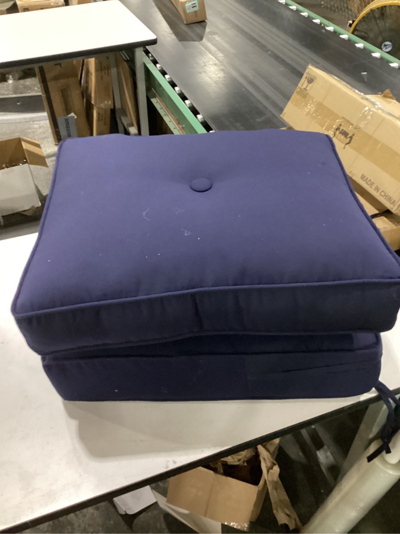 Condition photo showing New/Like New for greendale home fashions outdoor 2-piece sunbrella premium deep seat cushion set, canvas navy