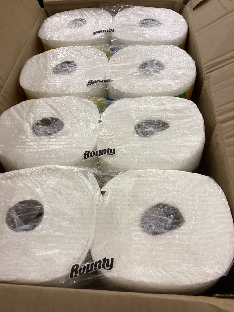 Condition photo showing New/Like New for Bounty Quick-Size Paper Towels, White, 8 Family Triple Rolls = 27 Regular Rolls 141 Sheet (Pack of 8) White