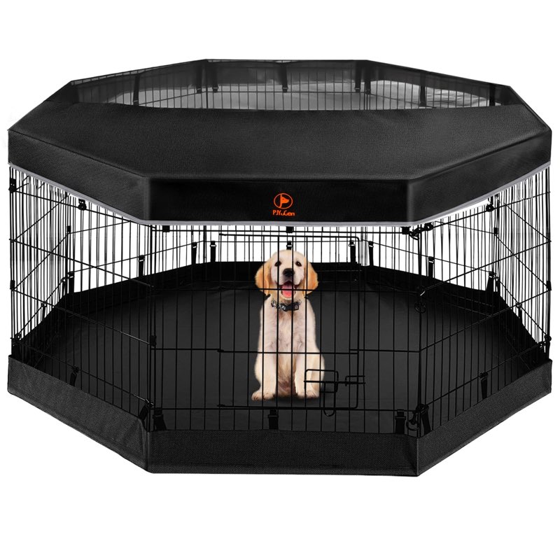 Pjyucien Dog Playpen - Metal Foldable Dog Exercise Pen, Pet Fence Puppy(Gray)