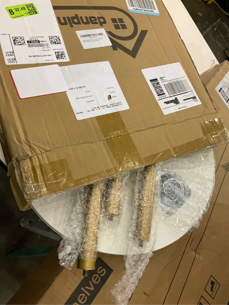 danpinera Nursery Side Table, Metal Legged Mini Table with Wooden Tray, Small Round End Table for Li