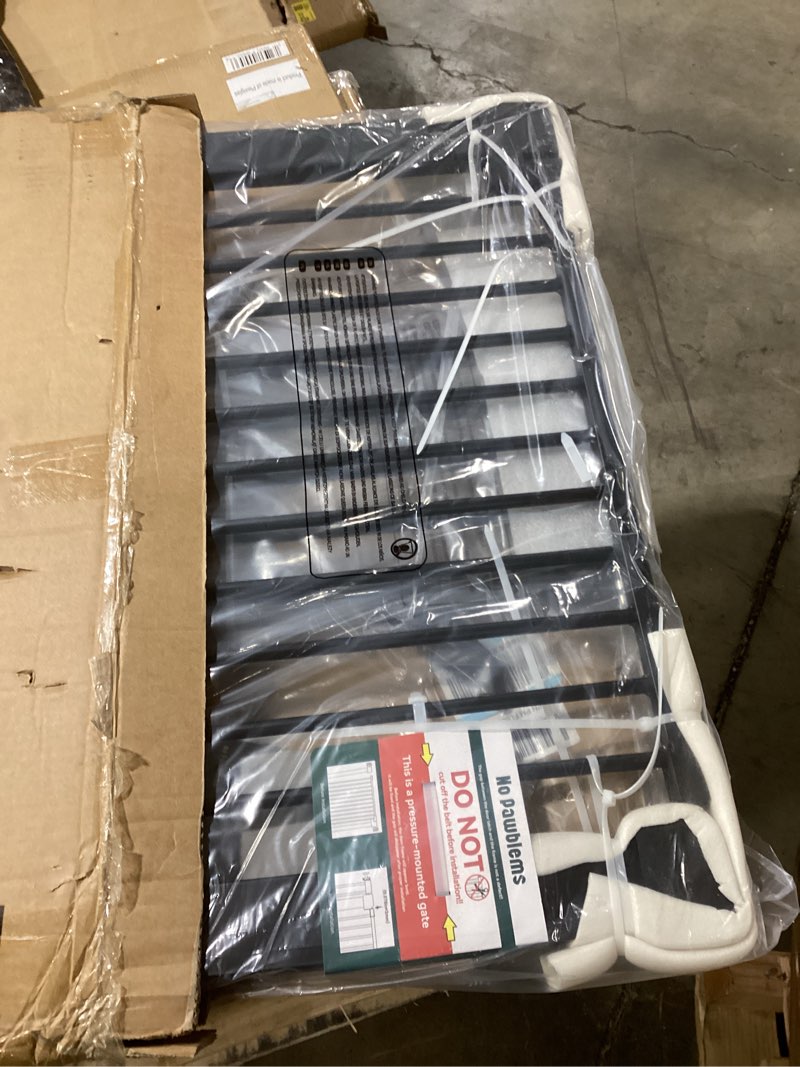 Condition photo showing Good Condition for No Pawblems 55" Extra Tall Pet Gate for Cat/Dog, 29-40" Wide Auto Close Tall Dog Gate for Doorways/Hallways, 1.37" Ultra Narrow Spacing, NO Drilling Pressure Mounted, Black Black - S10 55" Tall, 29-40" Wide