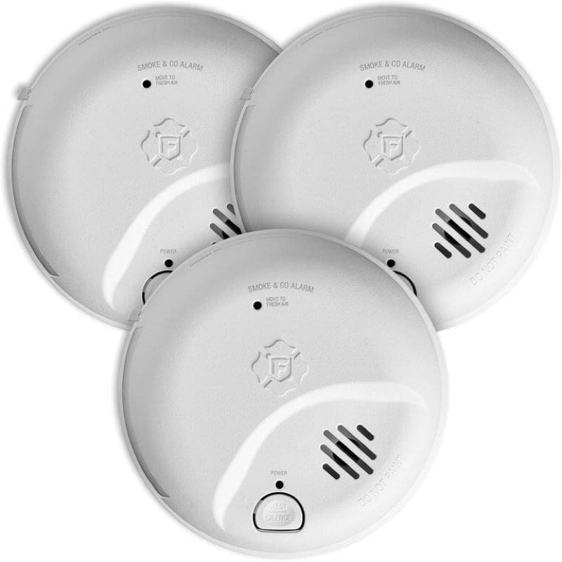first alert smico100-ac interconnect hardwire combination smoke & carbon monoxide alarm with battery backup - 3 pack
