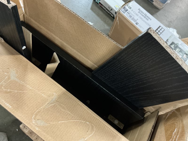 Condition photo showing As Is for mainstays 444326 quick assembly desk, black finish