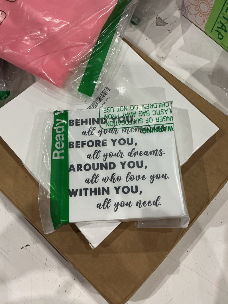 Condition photo showing New/Like New for yidou graduation quote wood box sign decor desk sign positive behind you all your memories wooden box block sign rustic home shelf wall decoration grad gift white