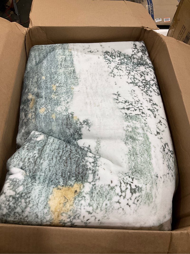 Condition photo showing Good Condition for Kelarea Washable Area Rug for Living Room, 8x10 Non Slip Modern Abstract Green Rugs, Easy Clearning Low Pile Large Carpet for Bedroom, Dining Room, Nursery, Home Office 8' x 10' (Rectangular) Green