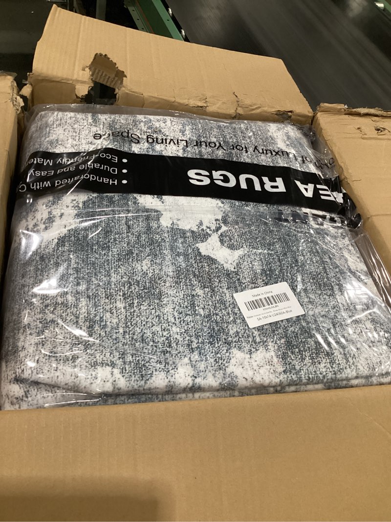 Condition photo showing Good Condition for 10x14 Area Rugs for Living Room, Non Slip Machine Washable Vintage Rugs, Low Pile Lightweight Large Rug for Bedroom, Dining Room, Home Office Blue Blue/Grey 10' x 14' (Rectangular)