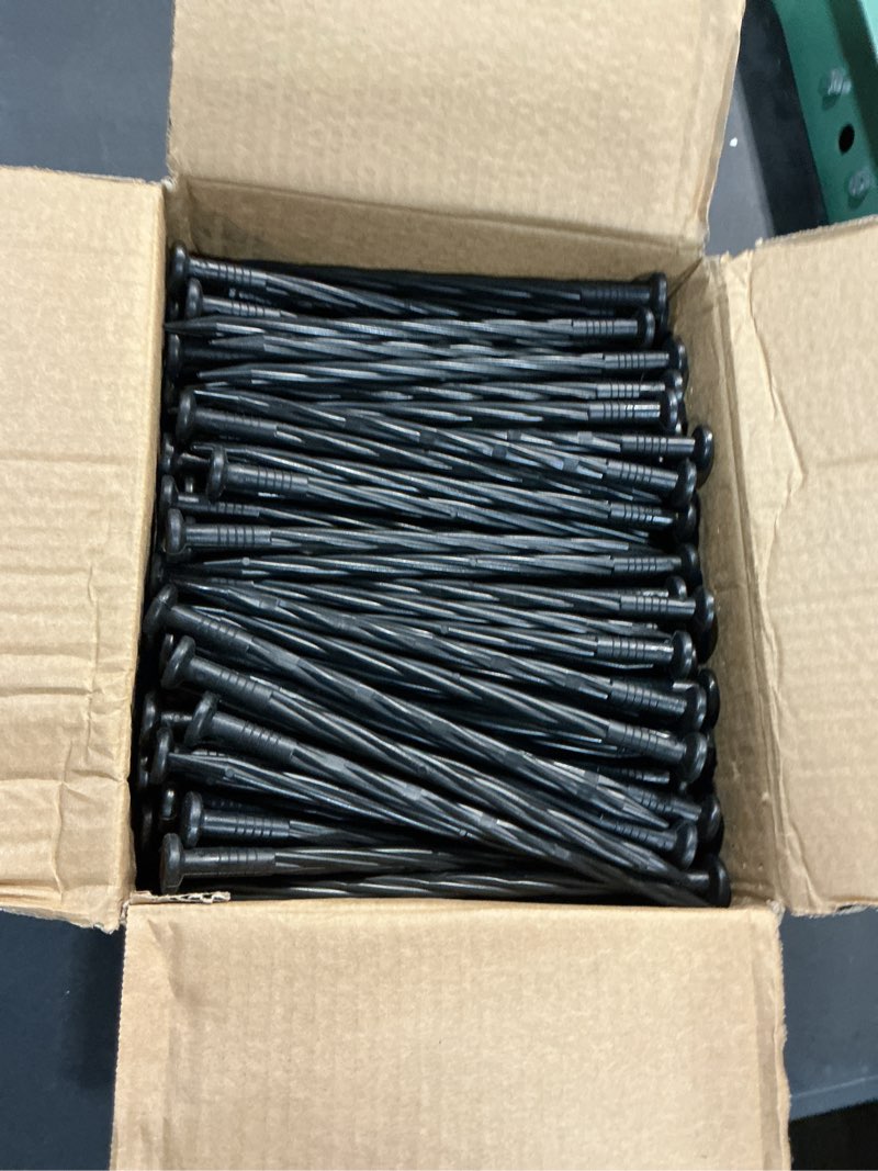 Condition photo showing Good Condition for 300 pcs landscape edging stakes bulk 8 inch spiral landscape anchoring spikes plastic edging nails yard garden anchoring spikes for weed barrier paver edging artificial turf stakes