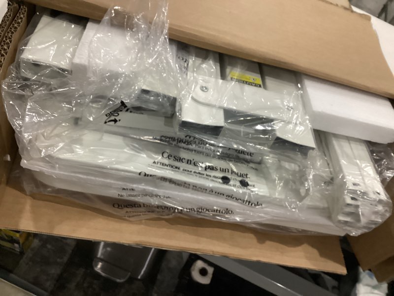 Condition photo showing Good Condition for timy toddler bed with upholstered bedside, crib metal bed frame with safety guardrails for boys girls toddlers, white