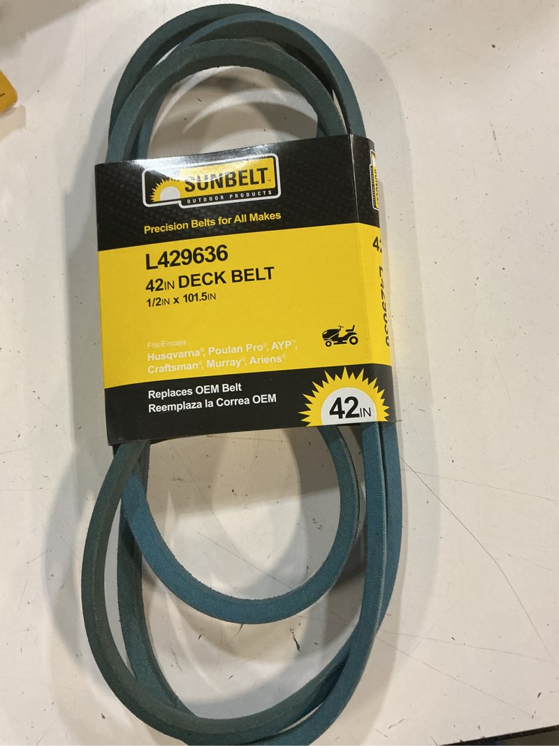 Condition photo showing Good Condition for sunbelt l-429636 42-in deck belt for riding mower/tractors blue